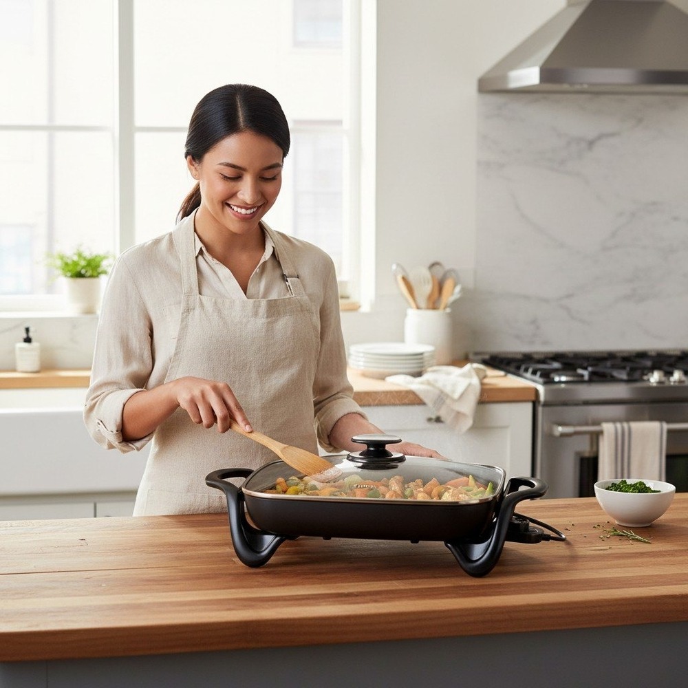 Presto Electric Skillet 16-inch Black Brand New 06852 Glass Cover Nonstick